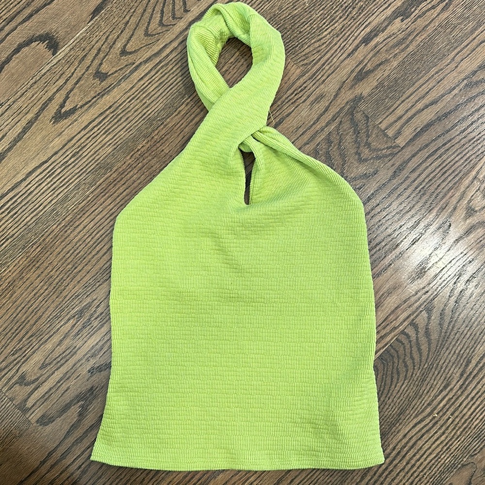 Enza Costa - Pucker Knit Twist Halter - Lime - Size M // Never Worn